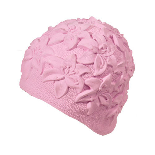 Rubber Ornament Swim Cap Pastel Pink EYSC175